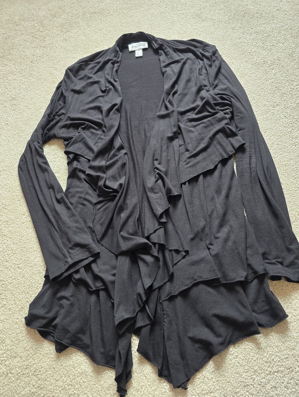 Joseph Ribkoff Black Waterfall Ruffle Cardigan Size 18 - Picture 3 of 7